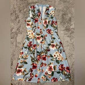 EnFocus Studio Blue Floral Sleeveless A-Line Dress with Pockets Girls Size 14